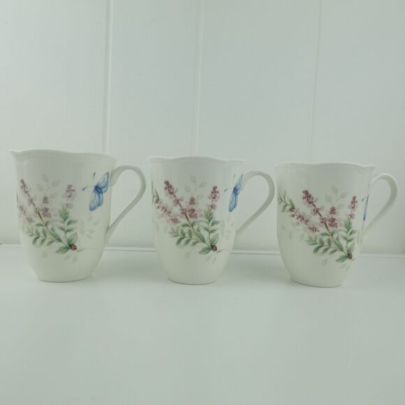 Lenox Butterfly Meadow Herbs Coffee Mugs Set Of 3 - Picture 1 of 11
